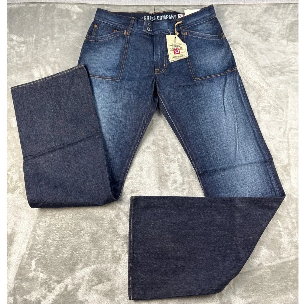 Guess Marciano Blade Wash Jeans Mens 33x32 Dark Indigo Straight Leg M34C6192 NEW